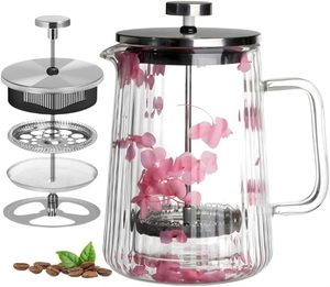 Cafetera Francesa de Doble Pared con Capa de Flores Secas - Cafetera Manual, Espumador de Leche - Product Image 1