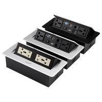 Enchufe de Escritorio Emergente, Toma de Corriente para Mesa de Oficina con Enchufe Universal, Caja de Conectividad Multimedia VGA USB RJ45 para Sala de Conferencias