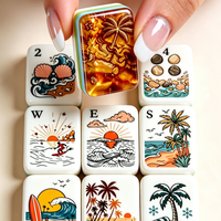 Jeu de Mahjong Américain Thème Plage Tropicale 160 Tuiles, Motif Artistique Personnalisé, Kit de Jeu de Mahjong, Cadeau pour les Amateurs de Mahjong