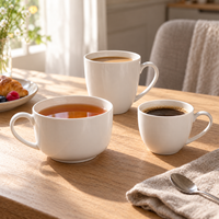 Tasse à café classique en porcelaine fine, plusieurs tailles, avec anse, blanc uni, compatible lave-vaisselle et micro-ondes, grande capacité, pour bureau, maison, cadeau, personnalisable