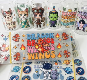 Vinilos Personalizados 3D UV para Vasos Libbey de 16oz y 20oz, Resistentes al Agua, Lavables, con Diseños de Dibujos Animados, Adhesivos Termoadhesivos - Product Image 1
