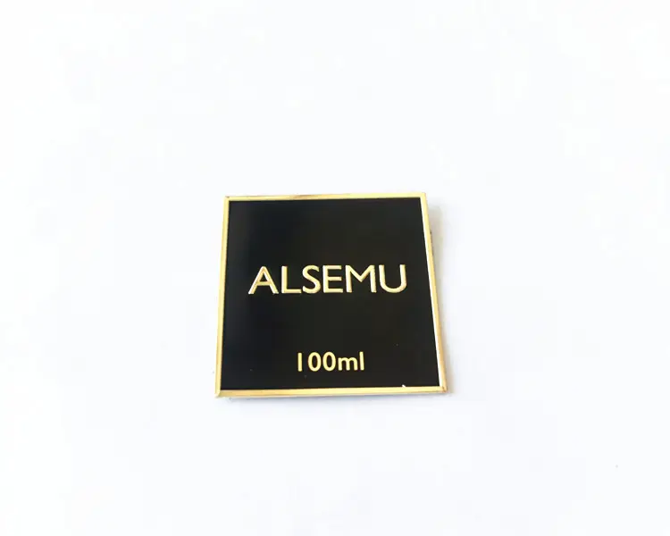 Custom High Quality Waterproof Gold and Black Printing thin aluminium Perfume Metal Stickers for Perfume Glass Bottle