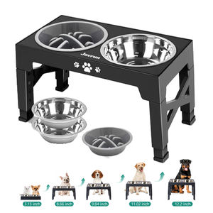 Comedouro Elevado para Cães 2 em 1 com Tigela de Aço Inoxidável, Ajustável em 5 Alturas - Product Image 1