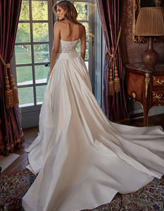 Ruolai HL570 vaina sin mangas pierna hendidura encaje desmontable arco cinturón satén sobrefalda 2 en 1 vestidos de novia para novia - Product Image 6