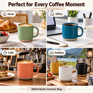 Kingze Logo personalizzato maculato gres <span class=keywords><strong>tazza</strong></span> da tè 360ml latte per la colazione acqua tazze da caffè in ceramica da 12 once - Product Image 5