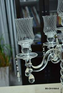 Vendita calda Vintage a 5 teste di cristallo di cristallo candelabro votivo candelabro per Tealight candele coniche per matrimonio centrotavola metallo - Product Image 6