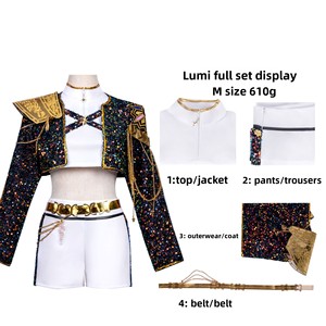 Costume de cosplay Ume Kpop Demon Hunters <span class=keywords><strong>Anime</strong></span> <span class=keywords><strong>pour</strong></span> <span class=keywords><strong>adulte</strong></span> comprenant un gilet, des shorts, des costumes, des pantalons, des jupes Rumi Mira Zoey unisexe en polyester - Product Image 5