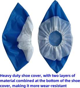 כיסויי נעליים חד פעמיים כחולים ולבנים, עמידים במים, עשויים PP+CPE, מוצר בטיחות אישי לאבטחת כף הרגל, לא ארוגים. - Product Image 3