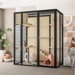 Lüks kedi evi yüksek kaliteli büyük uzay ile kapı ahşap kedi evi ahşap kedi kafesi pet için - Product Image 5