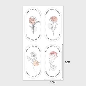 Pegatinas <span class=keywords><strong>de</strong></span> Agradecimiento Ovaladas Personalizadas, Etiquetas <span class=keywords><strong>de</strong></span> Acuarela con Arte Floral, Sellos <span class=keywords><strong>de</strong></span> Embalaje para Pequeñas Empresas, Pegatinas para Envolver Regalos - Product Image 2