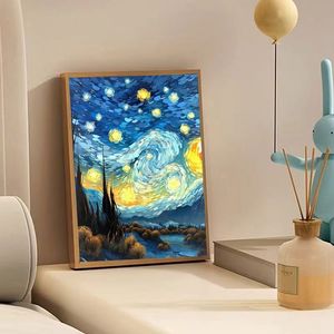 Tranh treo tường bằng gỗ sáng tạo, khung ảnh trang trí nghệ sĩ nổi tiếng, tranh vẽ ánh sáng thân thiện với môi trường thuộc bộ sưu tập mực trời sao của Van Gogh - Product Image 4