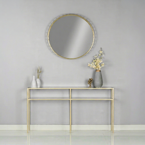 Round Brass Frame Wall <b>Mirror</b> Minimalist Decorative Design 4.0 Mm Thickness Modern Home Accent <b>Mirror</b> - Product Image 1