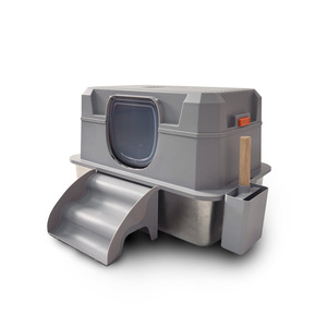 Stainless Steel <b>Cat</b> Litter <b>Box</b> Rectangle 60x40x38cm Enclosed Gray Metal Plastic Easy Clean Odor Free Splash Proof - Product Image 3