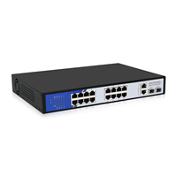 Tshield 16-Port PoE Switch + 2 Gigabit Uplink + 2 SFP-Steckplätze Unmanaged Full-Duplex & Half-Duplex 38Gbps Rack für Lagerbestände