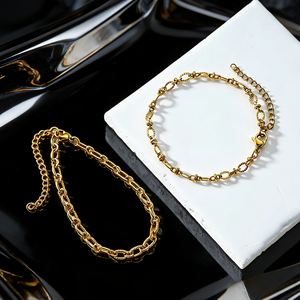 <span class=keywords><strong>Bracelet</strong></span> à maillons en acier inoxydable plaqué or 18 carats de haute qualité, avec breloque <span class=keywords><strong>DIY</strong></span> en forme de O, chaîne tendance, bijoux bracelets et joncs - Product Image 4