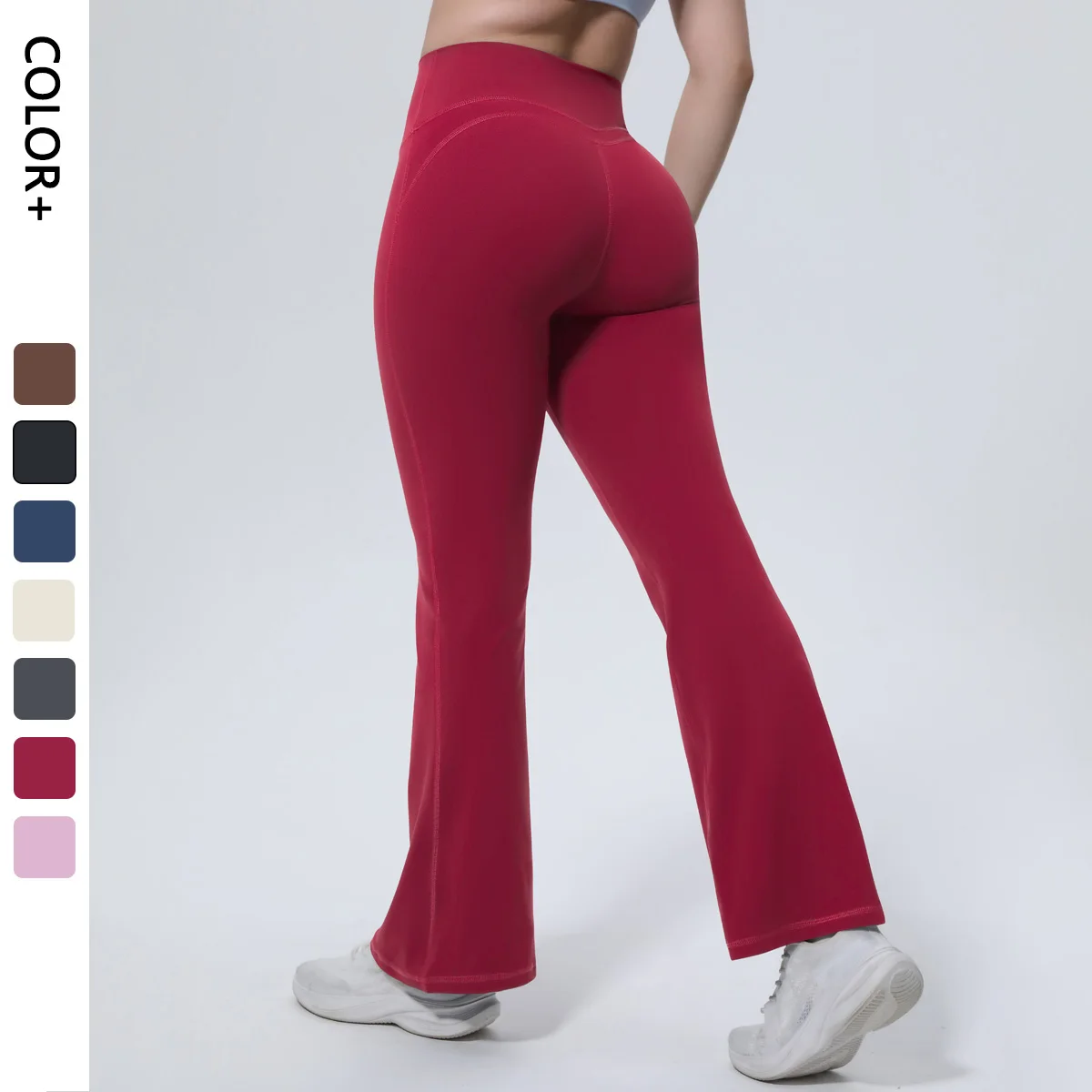 Breathable Sports Running Flared Pants Trousers Elastic High Waist Yoga Leggings for Women