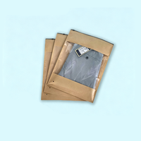 Sac d'emballage pour vêtements en papier kraft avec fermeture éclair, fenêtre transparente CPE, recyclable, personnalisable avec logo, pour pantalons, chemises, présentoir de vêtements