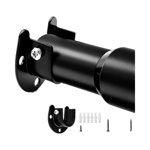 28-56 אינץ 'נירוסטה מתכווננת ארון מוט 1 אינץ קוטר כבד בגדים תלויים בר מט ווים שחור מסילות - Product Image 1