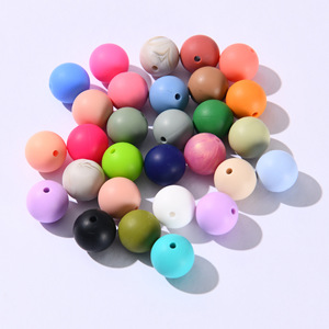 BPA 무료 패션 15mm 순수한 색상 라운드 실리콘 비즈 어린이 장난감 DIY 펜 키 체인 팔찌 목걸이 쥬얼리 액세서리 - Product Image 1