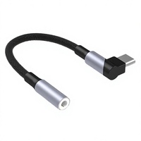 JILIAN Adaptor Audio USB-C ke 3.5mm Female AUX 90 Derajat dengan Colokan Output AC untuk Penggunaan Ponsel iPhone