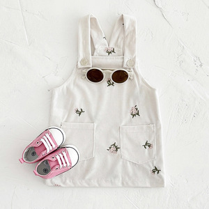 Broderie sangle <span class=keywords><strong>robe</strong></span> Base Offre Spéciale doux Floral bébé fille ensemble velours côtelé décontracté enfant en bas âge vêtements de travail - Product Image 6