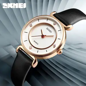 SKMEI 1330 hochwertige chinesische Frauen Quarzuhr stilvolle echte Lederband wasserfest analoge Anzeige Simple Casual Uhr