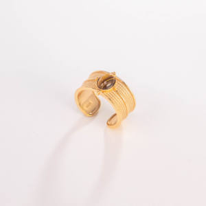 Bague rétro en pierre naturelle polyvalente, bijoux en pierres précieuses exquis, bague ouverte réglable en argent plaqué pour femmes, étanche - Product Image 6