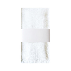 Servilletas de Lino 100% Premium Hechas a Mano con Monograma Bordado y Borlas Reutilizables Estilo Vintage Cuadrado para Uso en el Hogar y en Aviones - Product Image 2