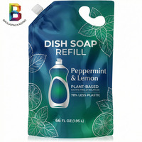 Emballage personnalisé rechargeable pour savon liquide et détergent lessive, sachets à bec verseur Doypack, pochettes verticales avec bec verseur