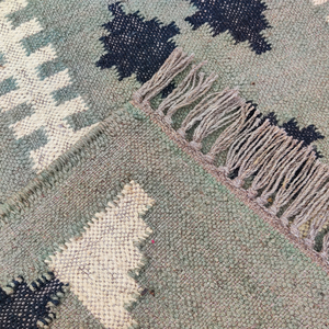 Tapis brodés faits à la main en coton 100% - Tapis Kilim 3x5 pieds - Mélange de laine et de jute - Tissé à la main - Couleur unie - Résistant aux taches - Product Image 3