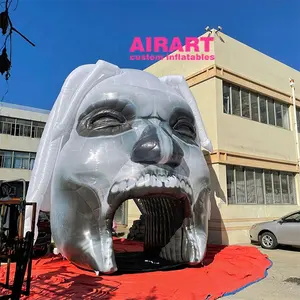 Airart Inflatables Fabriek Custom Skelet Head Vorm Opblaasbare Gigantische Halloween Tunnel