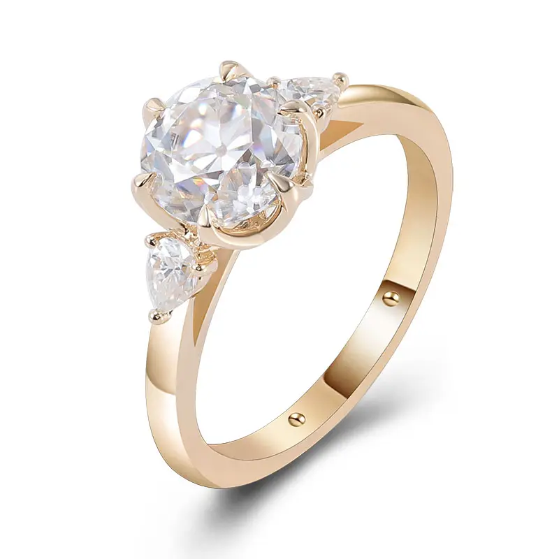 moissanite ring diamond band classic engagement wedding rings gold 18k for women vvs def color moissanite three stones ring