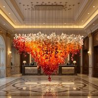 Lustre LED moderne de luxe en forme d'orchidée dorée, grande taille, hauteur réglable, pour hall d'hôtel, luminaire suspendu personnalisable