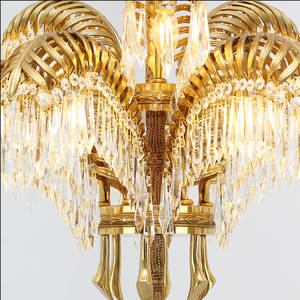 Grand <span class=keywords><strong>lustre</strong></span> classique en laiton et cristal de <span class=keywords><strong>palmier</strong></span> à 2 couches pour hôtel - Product Image 5