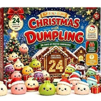 Nouveau Coffret de Jouets Calendrier de l'Avent de Noël, Boîte Mystère 24 Compartiments, Petits Jouets Squishy Anti-stress en Forme de Boulette, Jouets Fidget