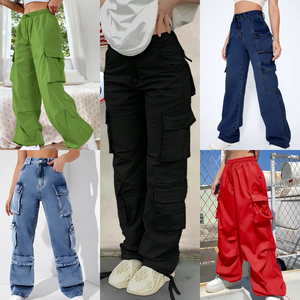 <span class=keywords><strong>Jeans</strong></span> Casual da Donna a Vita Alta con Lavaggio Acido, Salopette Larga Multi-tasca, Nuova Versione Ampia con Tasche <span class=keywords><strong>Laterali</strong></span> e Design alla Moda con Strappi - Product Image 2