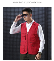 Gilet de pêcheur multi-poches avec logo de dessin animé Gilet pour pêche, randonnée, journaliste, photographie, camping, safari, hommes