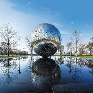 Taman luar ruangan logam besar abstrak patung baja nirkarat bola besar untuk dijual
