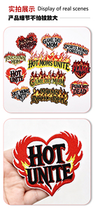 Patch thermocollant brodé style américain, motif flamme et cœur, avec inscription 'Hot Mom Sporty', pour la décoration de vêtements - Product Image 3