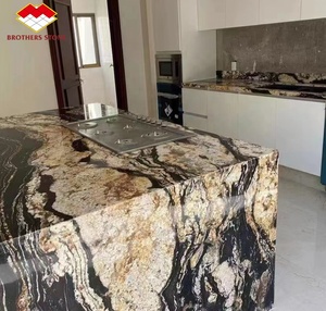 Brésil Luxe Quartz Naturel Pierre <span class=keywords><strong>Univers</strong></span> Golden & Calcutta Or Marbre Cosmique Noir Marbre - Product Image 5