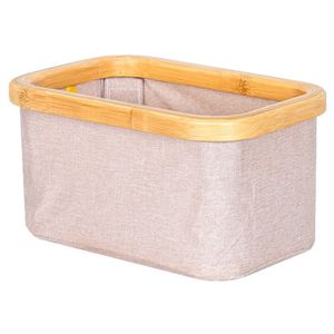 Desktop Storage <b>Box</b> 6-10L Eco-Friendly Fabric With Bamboo Frame For <b>Makeup</b> And Snacks - Product Image 1
