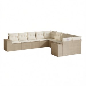 Conjunto de Sofás de Jardín de Ratán Beige, 6 Plazas, Muebles de Exterior Resistentes a la Intemperie, Diseño Contemporáneo - Product Image 1