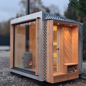 Giá Tốt 2-6 Người Rắn Gỗ Ngoài Trời Vuông Tắm Hơi Hemlock Truyền Thống Tắm Hơi Với Side Cửa - Product Image 6