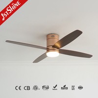 Lampu kipas plafon Flush Mount mewah, sakelar Alexa senyap 4 bilah Led Dc langit-langit rendah 52 kipas langit-langit untuk ruang duduk