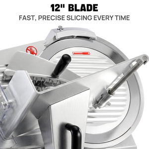 Nouvelle trancheuse <span class=keywords><strong>à</strong></span> <span class=keywords><strong>viande</strong></span> congelée semi-automatique électrique de 12 pouces, épaisseur réglable, lame en acier inoxydable, pour usage sur comptoir - Vente directe usine - Product Image 2