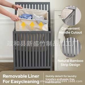 <b>Bamboo</b> laundry <b>basket</b>, <b>bamboo</b> flip-top laundry <b>basket</b>, household laundry storage <b>basket</b>, square laundry <b>basket</b>, cross-border - Product Image 5