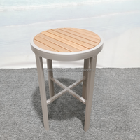 Table ronde de balcon d'extérieur, table portable en faux bois