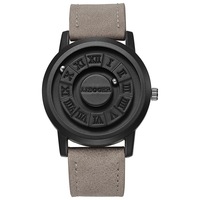 Reloj de Cuarzo Magnético Creativo para Hombre de Alta Calidad, Movimiento de Bola Único, Esfera con Números Romanos, Correa de Cuero