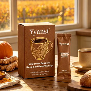 Café de Cúrcuma y Melena de León con Nutrientes Suaves, 10 Paquetes en Caja Kraft Marrón Impresa para Apoyo Vital Diario, Venta al por Mayor OEM - Product Image 6