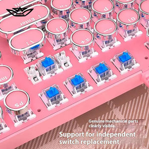 Teclado Mecánico Retro Steampunk con Cable, Retroiluminación RGB, Interfaz USB, en Inglés, para Laptop, E-Sports, Eje Verde, para Juegos - Product Image 3